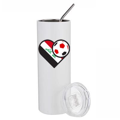 Love Heart Iraqi Futbol Soccer Team Stainless Steel Tumbler