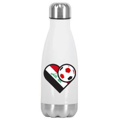 Love Heart Iraqi Futbol Soccer Team Stainless Steel Insulated Water Bottle