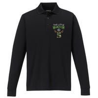 Little Hunter Is 5 Birthday Boys 5th Birthday Deer Hunter Performance Long Sleeve Polo