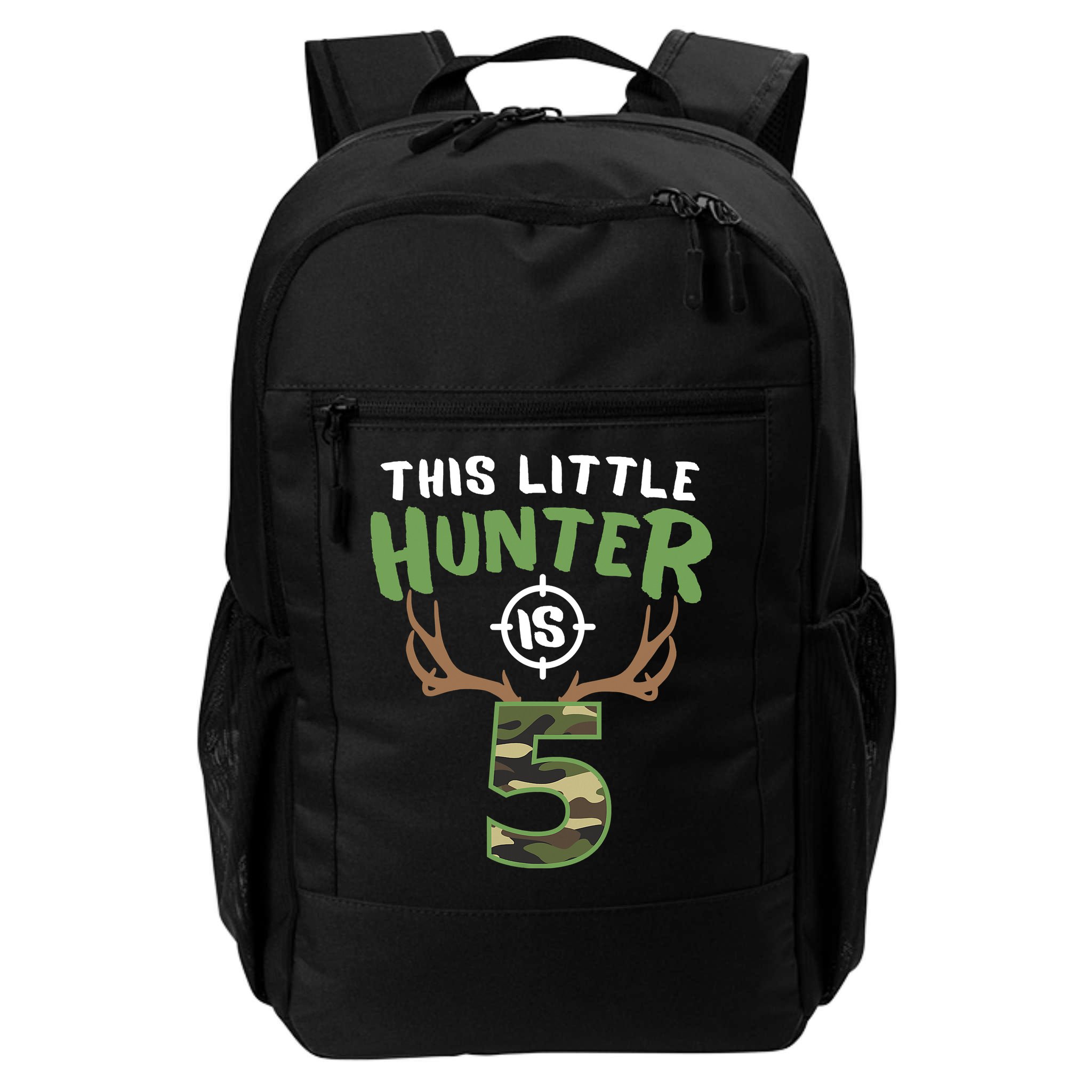 Little Hunter Is 5 Birthday Boys 5th Birthday Deer Hunter Backpack