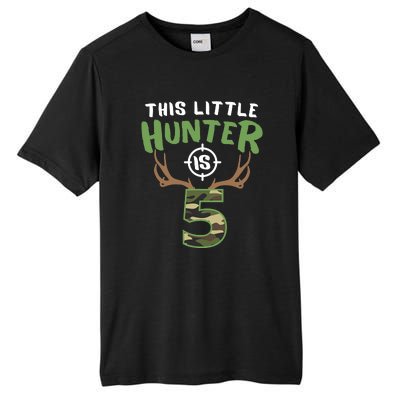 Little Hunter Is 5 Birthday Boys 5th Birthday Deer Hunter Tall Fusion ChromaSoft Performance T-Shirt