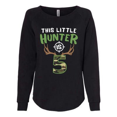 Little Hunter Is 5 Birthday Boys 5th Birthday Deer Hunter Womens California Wash Sweatshirt