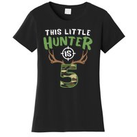 Little Hunter Is 5 Birthday Boys 5th Birthday Deer Hunter Women's T-Shirt