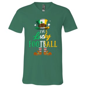 Leprechaun Hat Im A Lucky Football St Patricks Day V-Neck T-Shirt