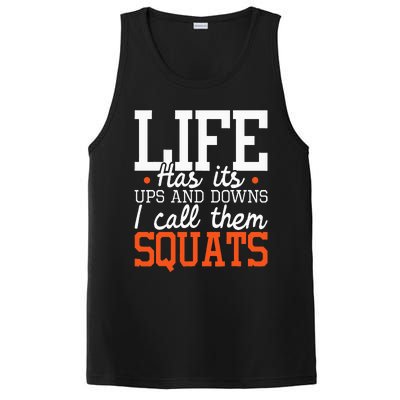 Life Has Its Ups And Downs Squats Weightlift Fitness Coach PosiCharge Competitor Tank