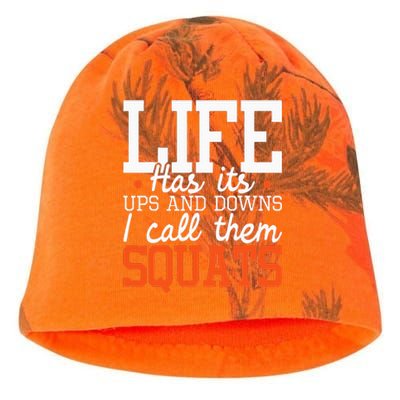 Life Has Its Ups And Downs Squats Weightlift Fitness Coach Kati - Camo Knit Beanie