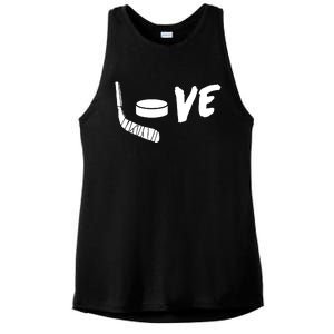 Love Hockey Ice Hockey Shirts & Gift For Hockey Fans Ladies PosiCharge Tri-Blend Wicking Tank