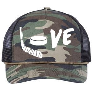 Love Hockey Ice Hockey Shirts & Gift For Hockey Fans Retro Rope Trucker Hat Cap