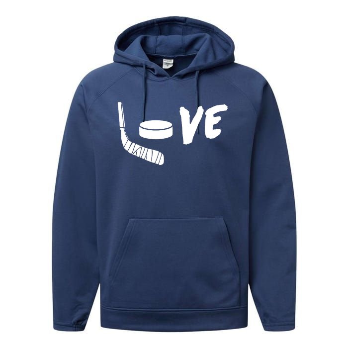 Love Hockey Ice Hockey Shirts & Gift For Hockey Fans Performance Fleece Hoodie