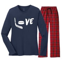 Love Hockey Ice Hockey Shirts & Gift For Hockey Fans Women's Long Sleeve Flannel Pajama Set 