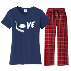 Love Hockey Ice Hockey Shirts & Gift For Hockey Fans Women's Flannel Pajama Set