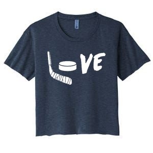 Love Hockey Ice Hockey Shirts & Gift For Hockey Fans Women's Crop Top Tee