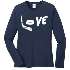 Love Hockey Ice Hockey Shirts & Gift For Hockey Fans Ladies Long Sleeve Shirt