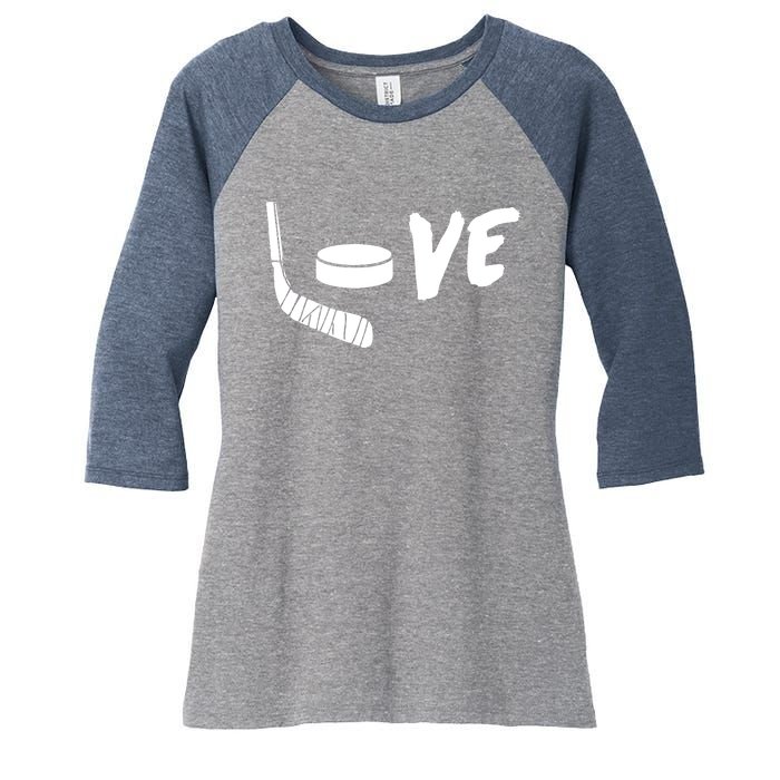 Love Hockey Ice Hockey Shirts & Gift For Hockey Fans Women's Tri-Blend 3/4-Sleeve Raglan Shirt