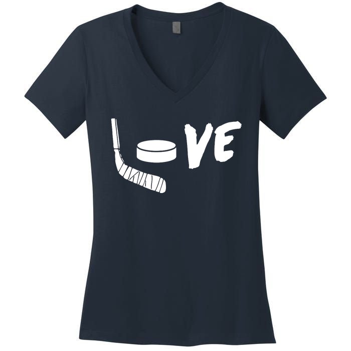 Love Hockey Ice Hockey Shirts & Gift For Hockey Fans Women's V-Neck T-Shirt