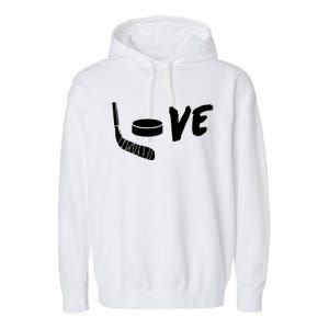 Love Hockey Ice Hockey Shirts & Gift For Hockey Fans Garment-Dyed Fleece Hoodie