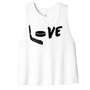 Love Hockey Ice Hockey Shirts & Gift For Hockey Fans Women's Racerback Cropped Tank