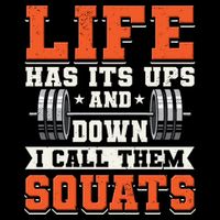 Life Has Its Ups And Downs I Call Them Squats Funny Gym Gift Sustainable Bucket Hat