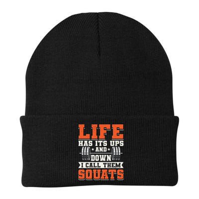 Life Has Its Ups And Downs I Call Them Squats Funny Gym Gift Beanie