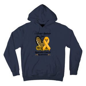 Leopard Heart I Wear Amber For Appendix Cancer Awareness Tall Hoodie