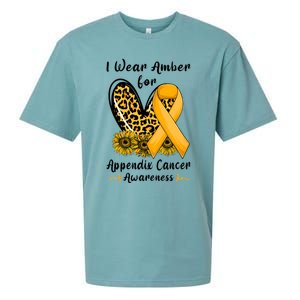 Leopard Heart I Wear Amber For Appendix Cancer Awareness Sueded Cloud Jersey T-Shirt