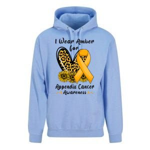 Leopard Heart I Wear Amber For Appendix Cancer Awareness Unisex Surf Hoodie