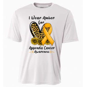 Leopard Heart I Wear Amber For Appendix Cancer Awareness Cooling Performance Crew T-Shirt