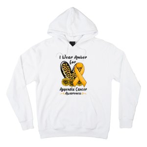 Leopard Heart I Wear Amber For Appendix Cancer Awareness Hoodie