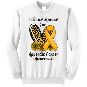 Leopard Heart I Wear Amber For Appendix Cancer Awareness Sweatshirt