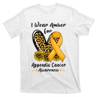 Leopard Heart I Wear Amber For Appendix Cancer Awareness T-Shirt