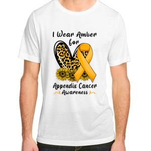 Leopard Heart I Wear Amber For Appendix Cancer Awareness Adult ChromaSoft Performance T-Shirt