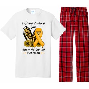 Leopard Heart I Wear Amber For Appendix Cancer Awareness Pajama Set