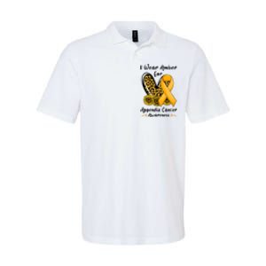 Leopard Heart I Wear Amber For Appendix Cancer Awareness Softstyle Adult Sport Polo