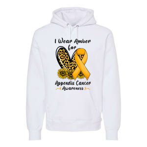 Leopard Heart I Wear Amber For Appendix Cancer Awareness Premium Hoodie