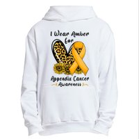 Leopard Heart I Wear Amber For Appendix Cancer Awareness Urban Pullover Hoodie