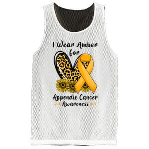 Leopard Heart I Wear Amber For Appendix Cancer Awareness Mesh Reversible Basketball Jersey Tank