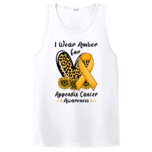 Leopard Heart I Wear Amber For Appendix Cancer Awareness PosiCharge Competitor Tank