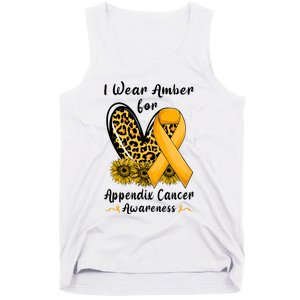 Leopard Heart I Wear Amber For Appendix Cancer Awareness Tank Top