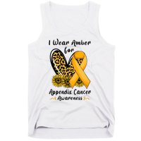 Leopard Heart I Wear Amber For Appendix Cancer Awareness Tank Top