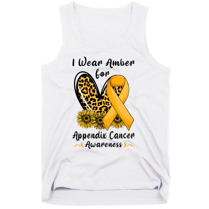 Leopard Heart I Wear Amber For Appendix Cancer Awareness Tank Top