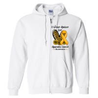 Leopard Heart I Wear Amber For Appendix Cancer Awareness Full Zip Hoodie