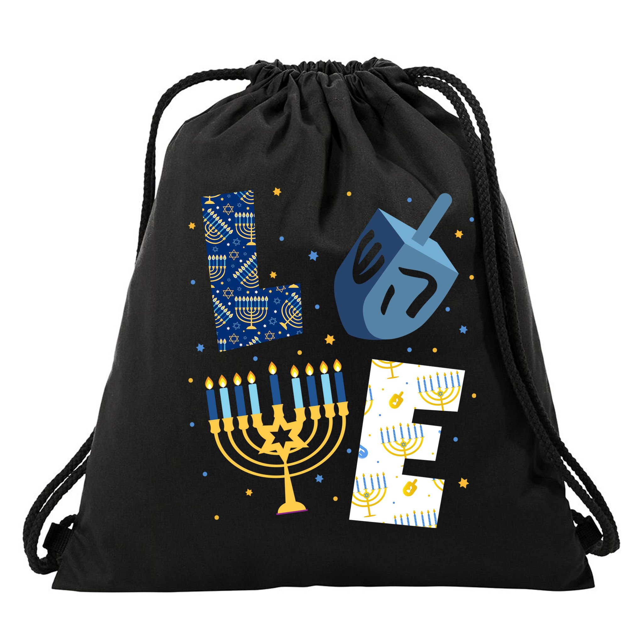 Love Hanukkah Jewish Festive Holiday Drawstring Bag