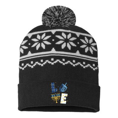 Love Hanukkah Jewish Festive Holiday USA-Made Snowflake Beanie