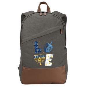 Love Hanukkah Jewish Festive Holiday Cotton Canvas Backpack