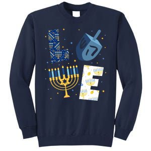 Love Hanukkah Jewish Festive Holiday Tall Sweatshirt