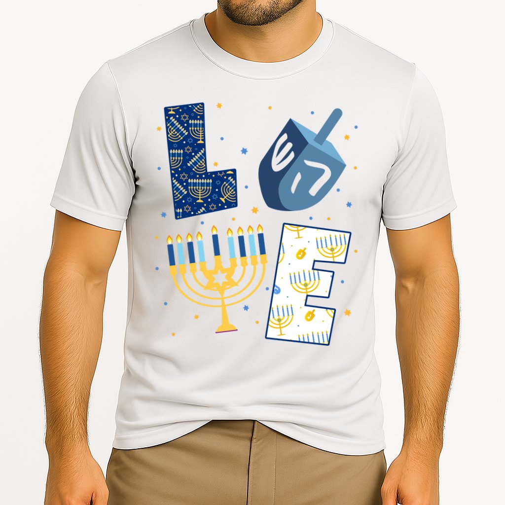 Love Hanukkah Jewish Festive Holiday Cooling Performance Crew T-Shirt