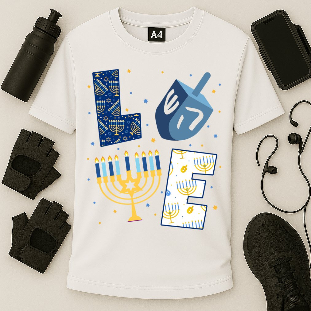 Love Hanukkah Jewish Festive Holiday Cooling Performance Crew T-Shirt