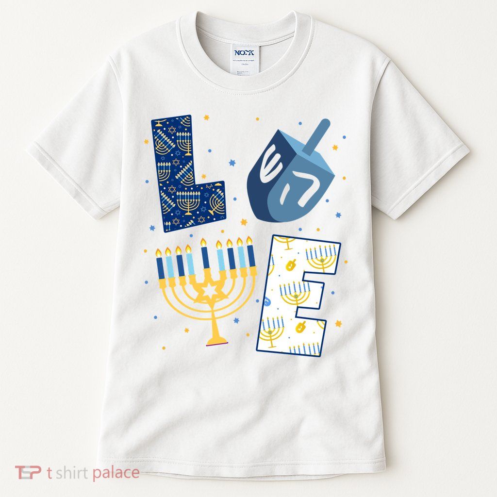 Love Hanukkah Jewish Festive Holiday Tall T-Shirt