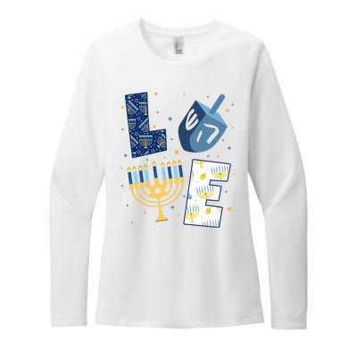 Love Hanukkah Jewish Festive Holiday Womens CVC Long Sleeve Shirt