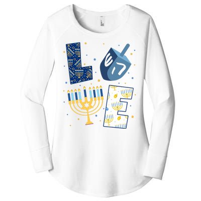 Love Hanukkah Jewish Festive Holiday Women's Perfect Tri Tunic Long Sleeve Shirt